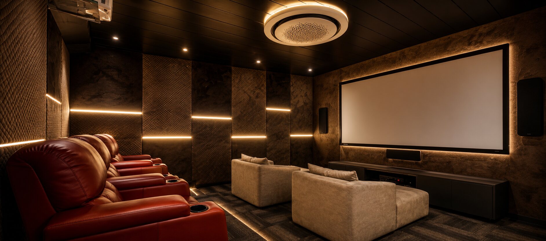 Luxury home theater by Fullhouzz Interiors
